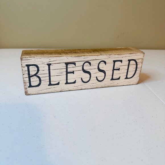 Rustic BLESSED Block Decoration Distressed Farmhouse Decor Tiered Tray or Wall - Picture 7 of 10